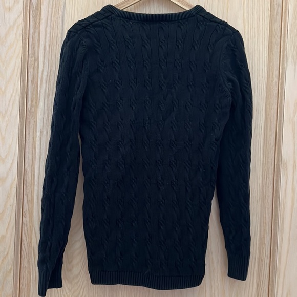 Lacoste: Black V neck cable knit sweater. Size 42 - Picture 4 of 6